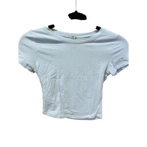 Tillys Womens Baby Tee Light Blue Short Sleeve Crew Neck Crop Top XS
